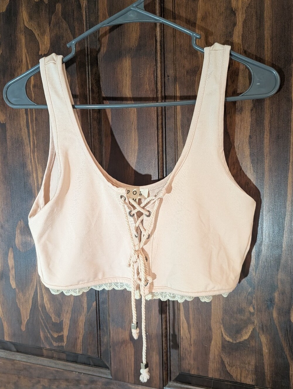 Beige Tie Bralette / Crop Top
